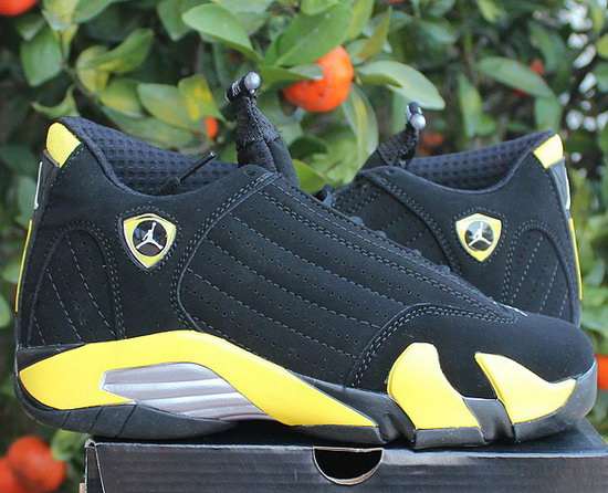 Womens Air Jordan Retro 14 Black Yellow Closeout